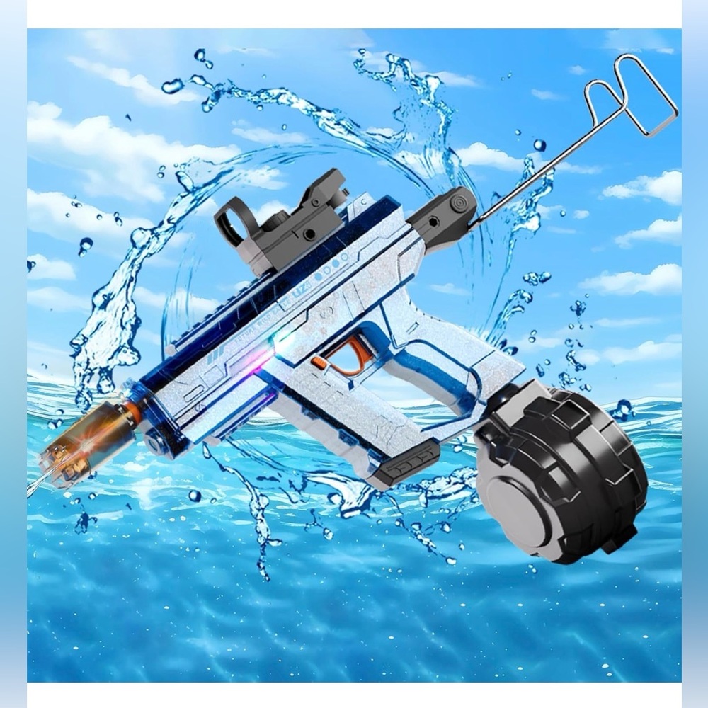 Uzi & Ice Horn Electric Water Pistol with Lights Brand New